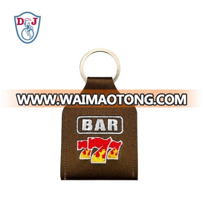 Custom Embroidered Coin Holder Keychain PU Leather 777 bar